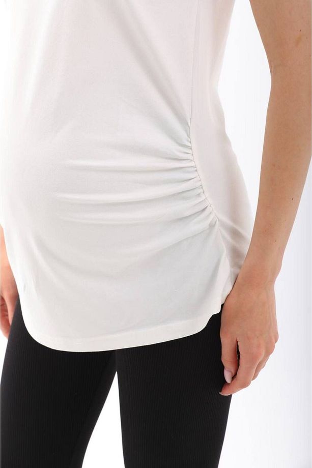 Hamile Bisiklet Yaka Kısa Kollu %100 Pamuk T-Shirt