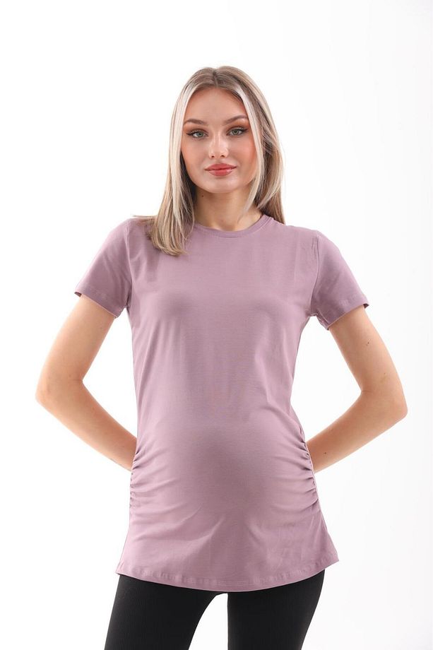 Hamile Bisiklet Yaka Kısa Kollu %100 Pamuk T-Shirt