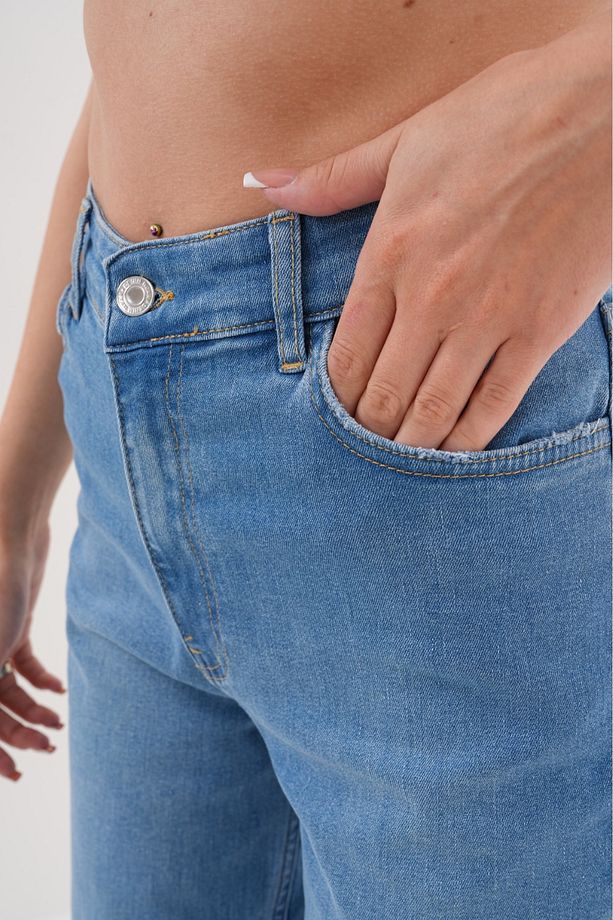Kadın Yüksek Bel Boru Paça Kot Pantolon - 950684605