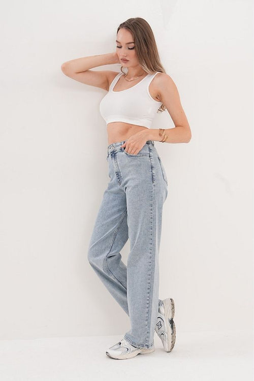 Kadın Yüksek Bel Boru Paça Kot Pantolon - 950688116