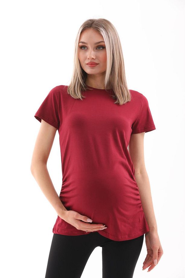 Hamile Bisiklet Yaka Kısa Kollu %100 Pamuk T-Shirt