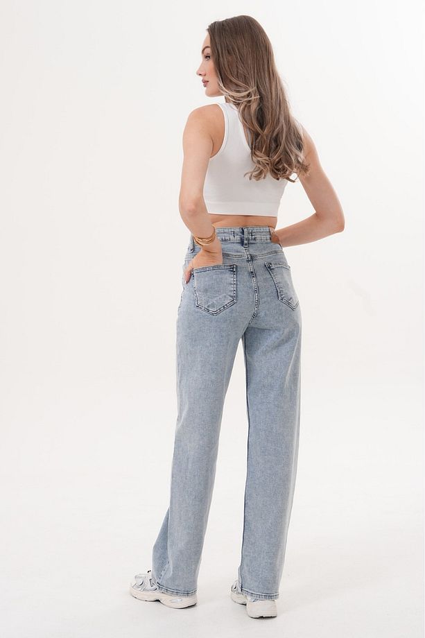 Kadın Yüksek Bel Boru Paça Kot Pantolon - 950688116