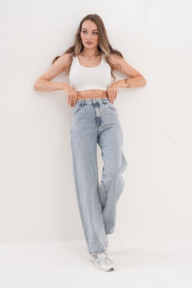 Kadın Yüksek Bel Boru Paça Kot Pantolon - 950688116