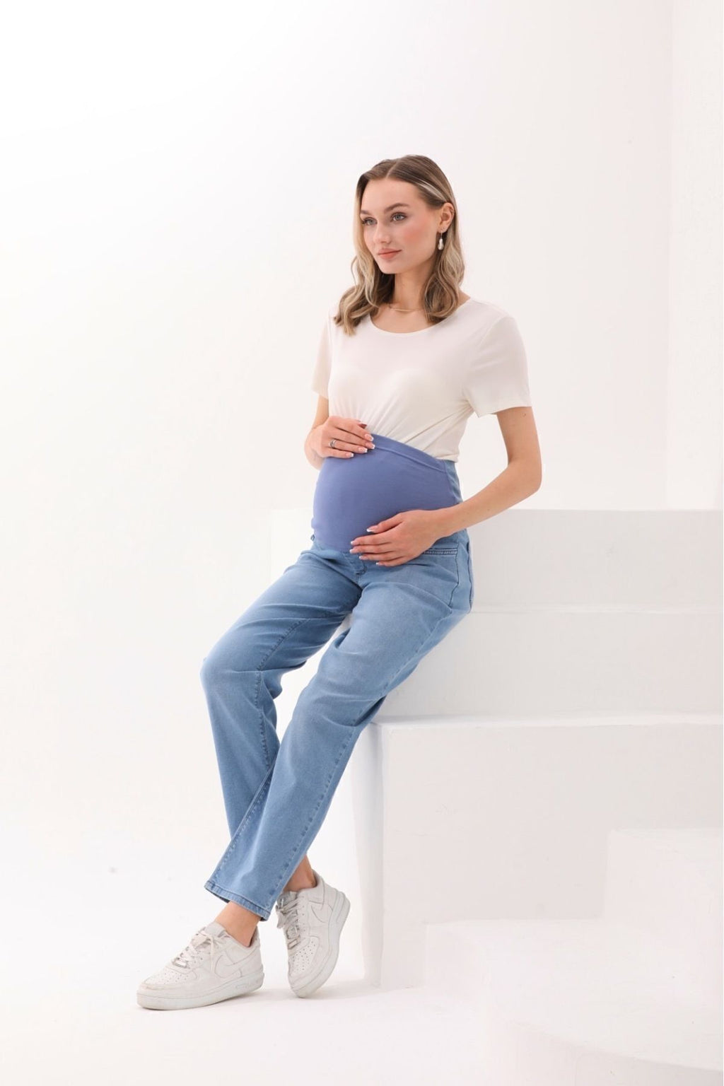 Hamile Esnek Karın Bantlı Beli Ayarlanabilir Mom Fit Kot Pantolon Antrasit