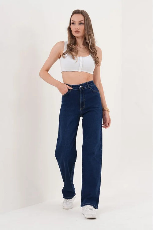 Kadın Yüksek Bel Boru Paça Kot Pantolon - 950684518
