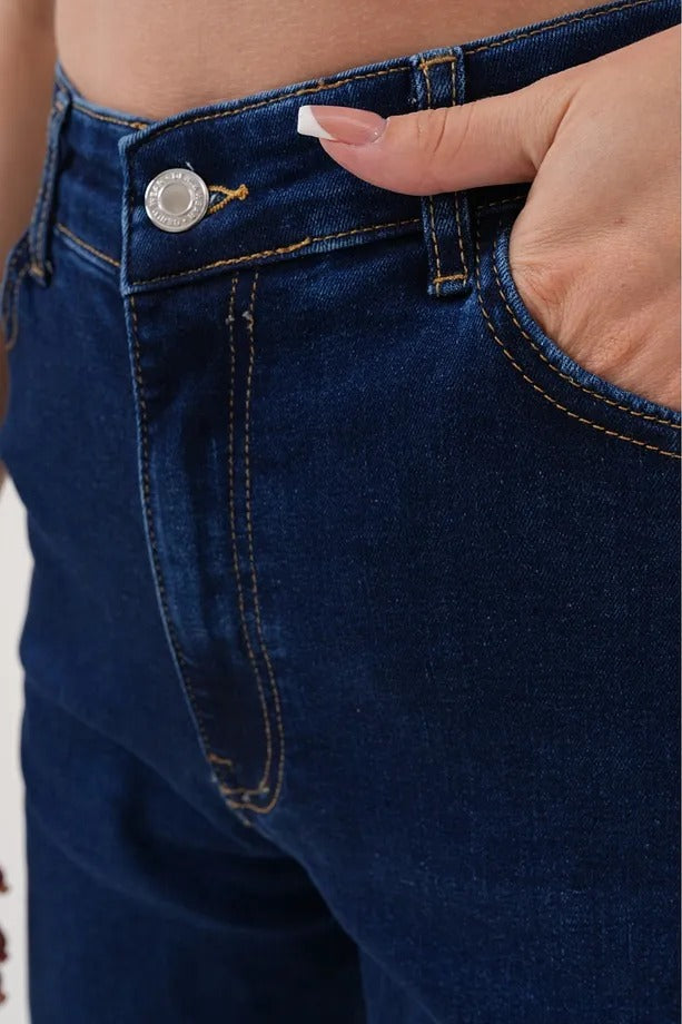 Kadın Yüksek Bel Boru Paça Kot Pantolon - 950684518