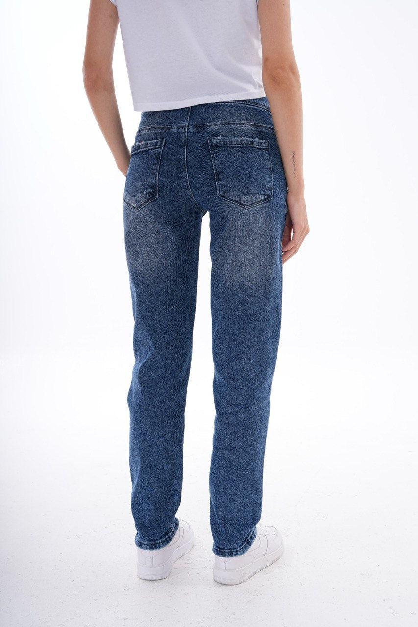 Hamile Kot Pantolonu - Acid Wash Mom Fit Anne Jean'i