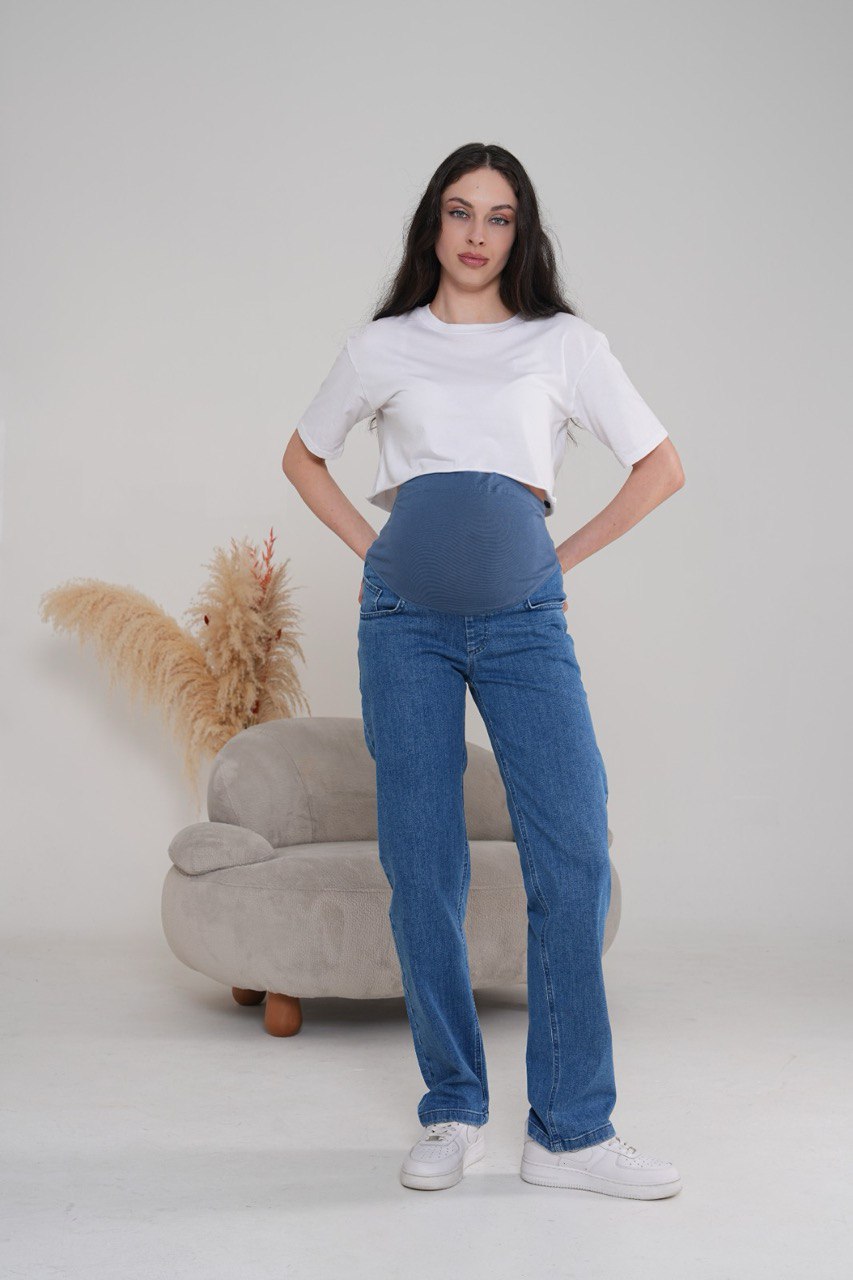 Relax Fit Mavi Boru Paça Hamile Jean