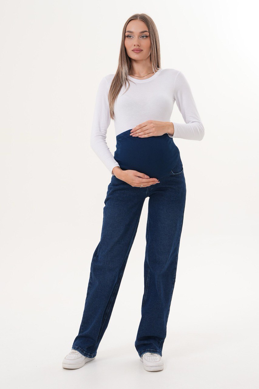 Klasik Koyu Mavi Boru Paça Hamile Jean