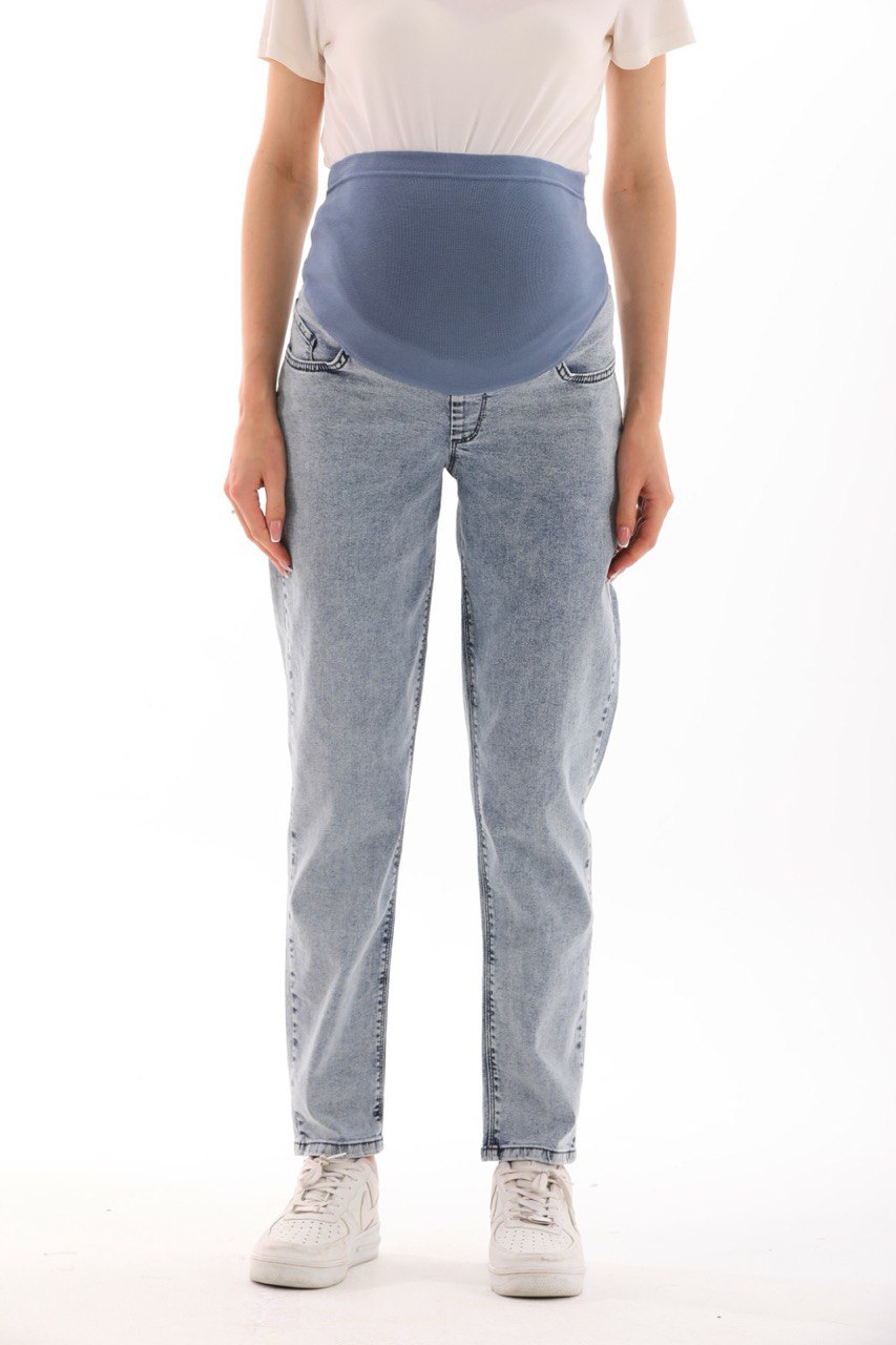 Hamile Kot Pantolonu - Buz Mavisi Mom Fit Anne Jean