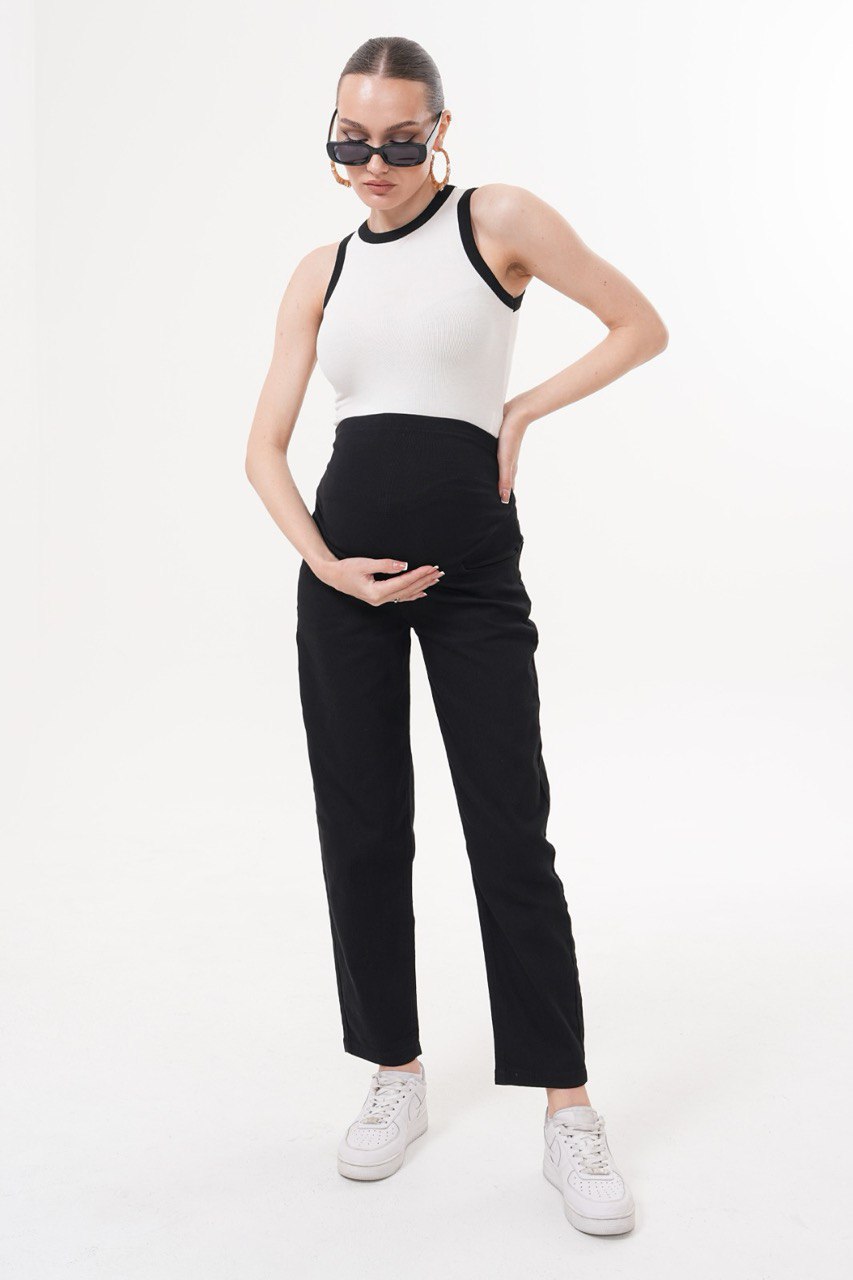 Siyah Hamile Kot Pantolonu - Mom Fit Beli Ayarlı Anne Jean