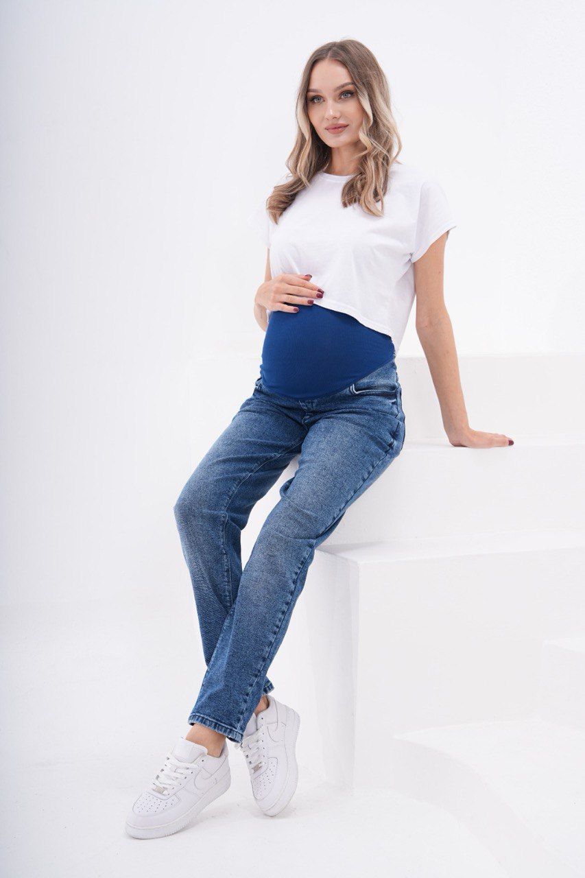 Hamile Kot Pantolonu - Acid Wash Mom Fit Anne Jean'i