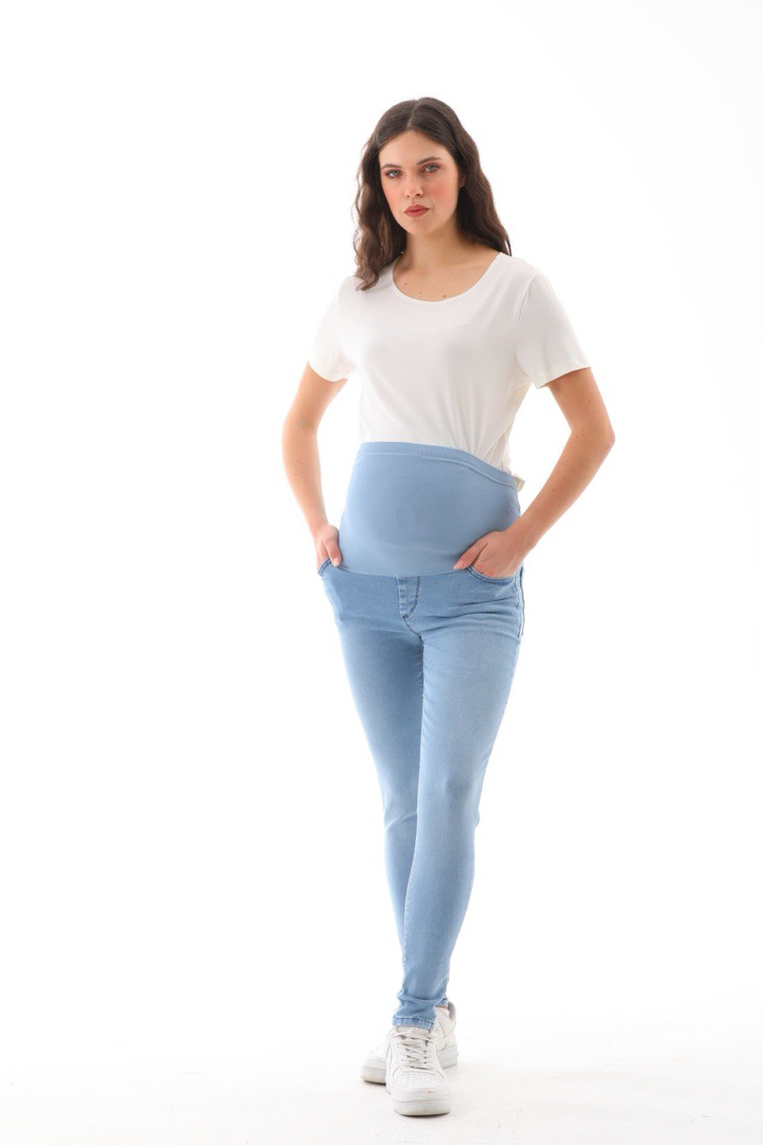 Buz Mavi Slim Fit Hamile Jean