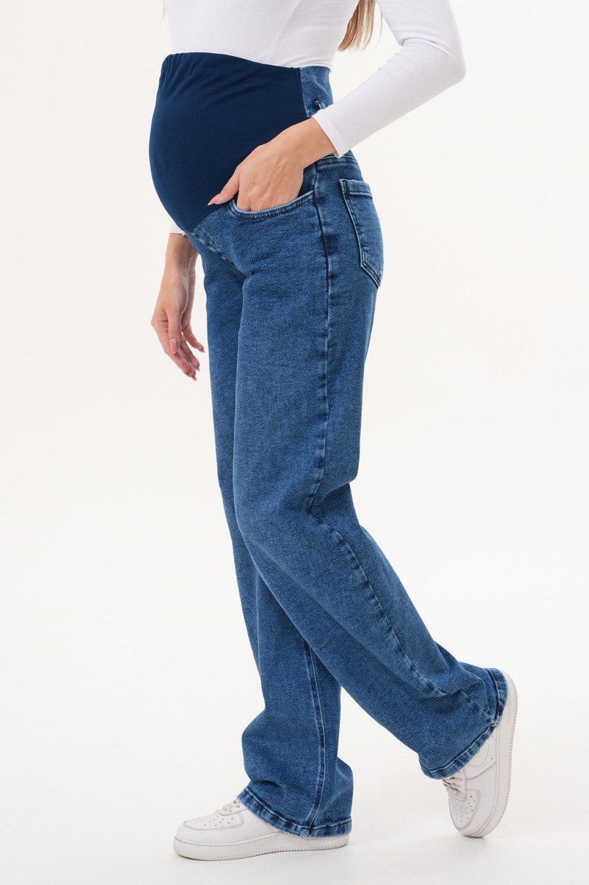 Koyu Mavi Düz Paça Hamile Jean