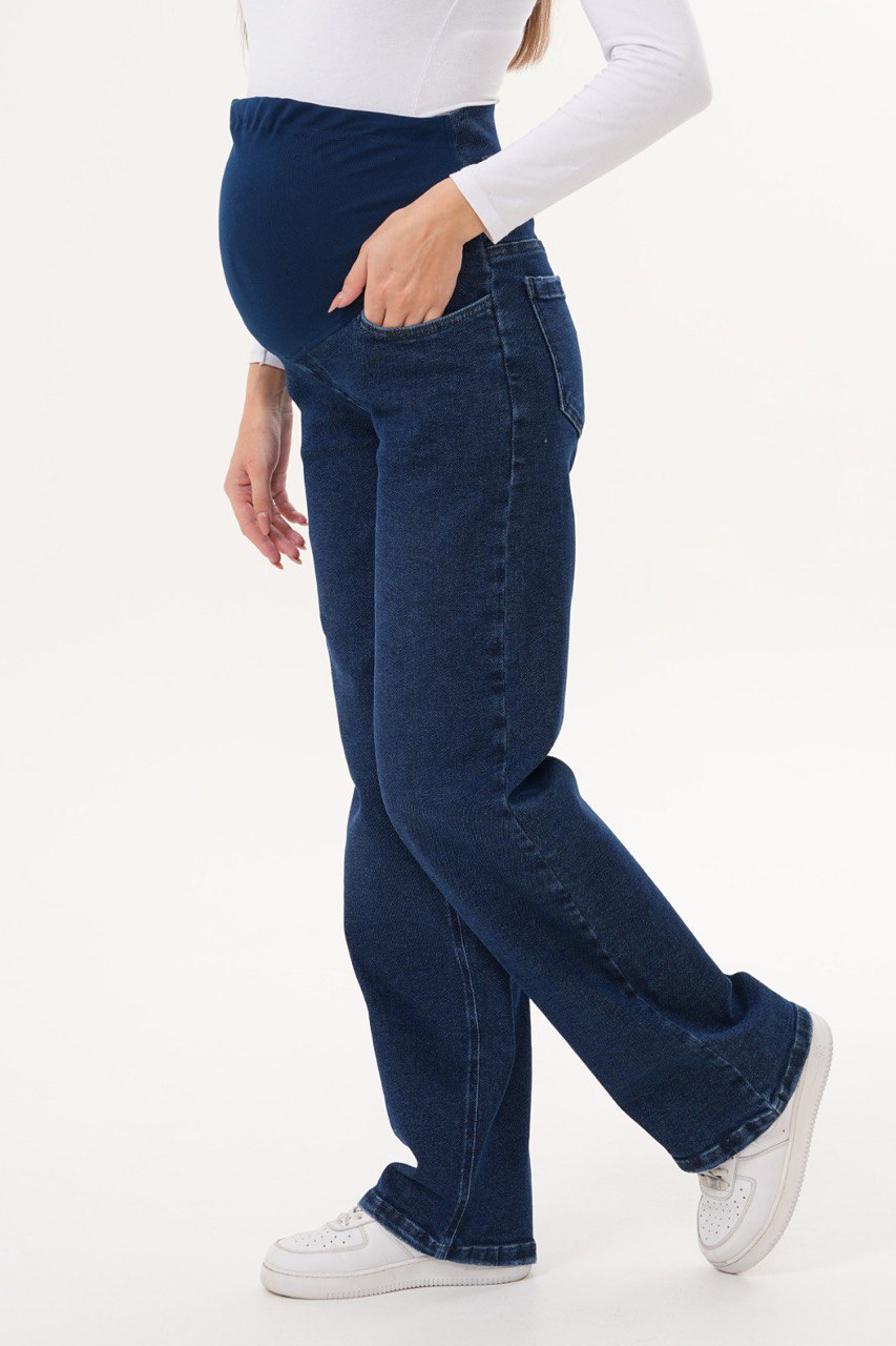 Klasik Koyu Mavi Boru Paça Hamile Jean