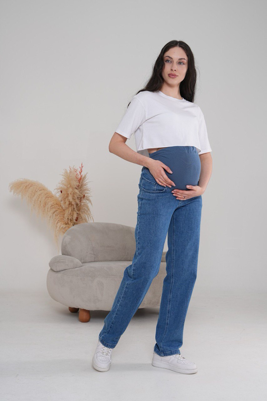 Relax Fit Mavi Boru Paça Hamile Jean