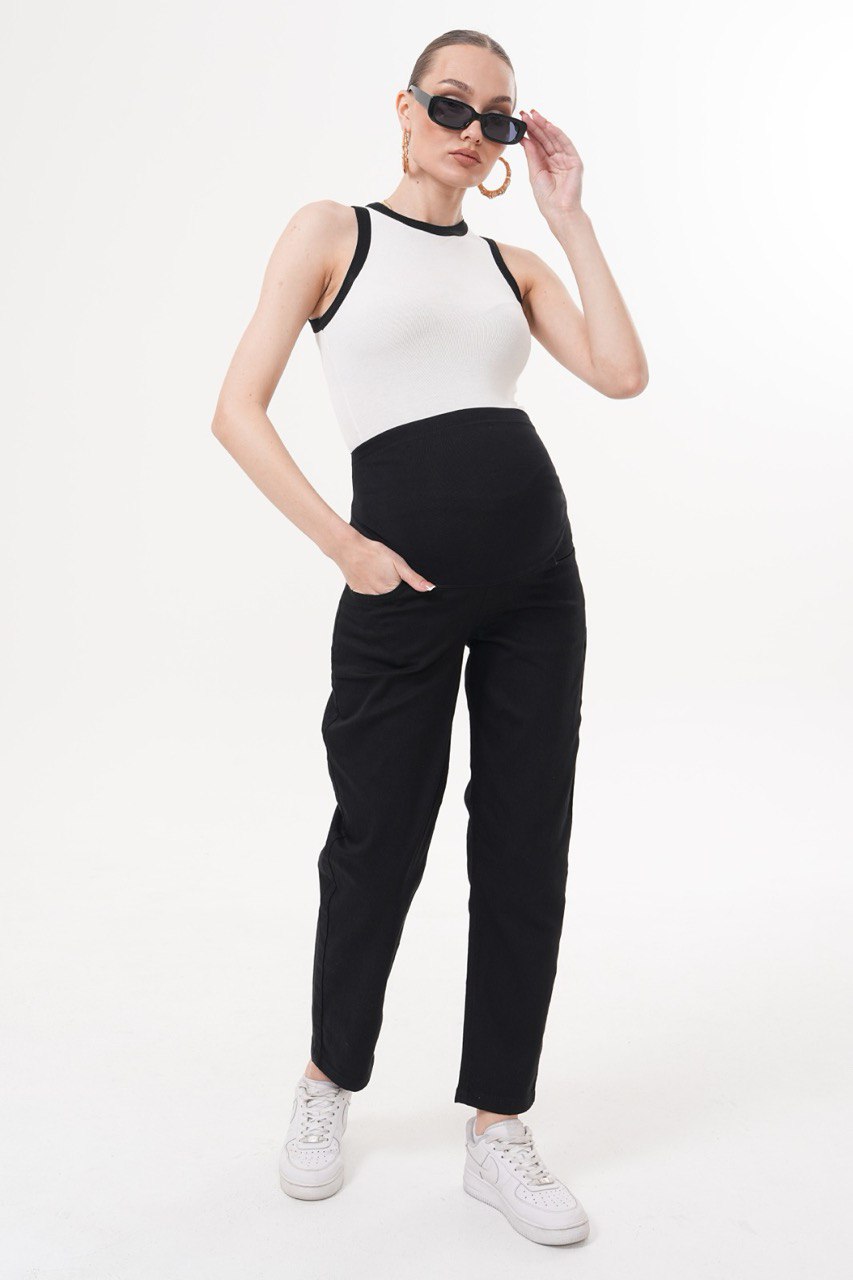 Siyah Hamile Kot Pantolonu - Mom Fit Beli Ayarlı Anne Jean