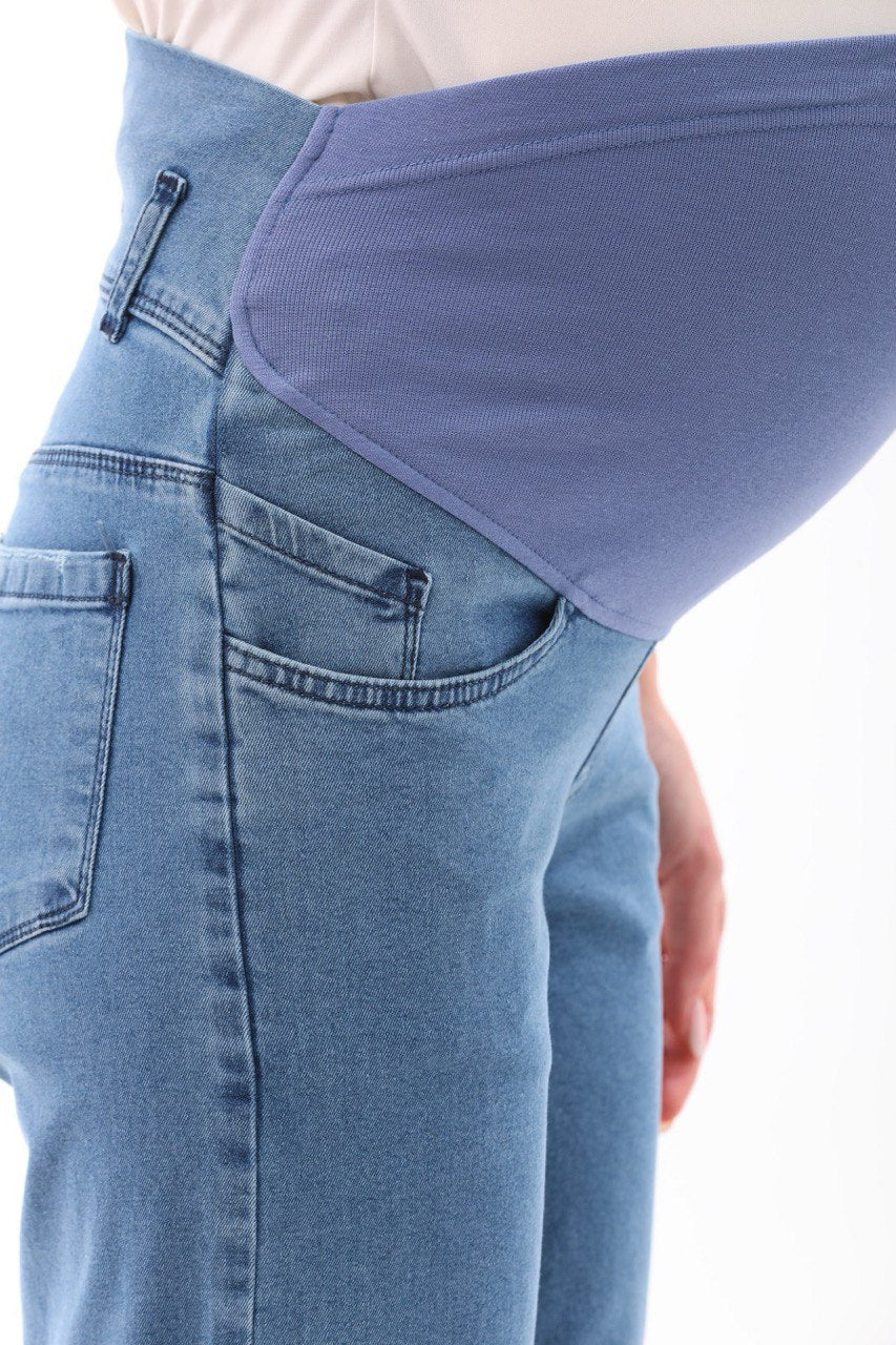 Klasik Mavi Boru Paça Hamile Kot Pantolonu