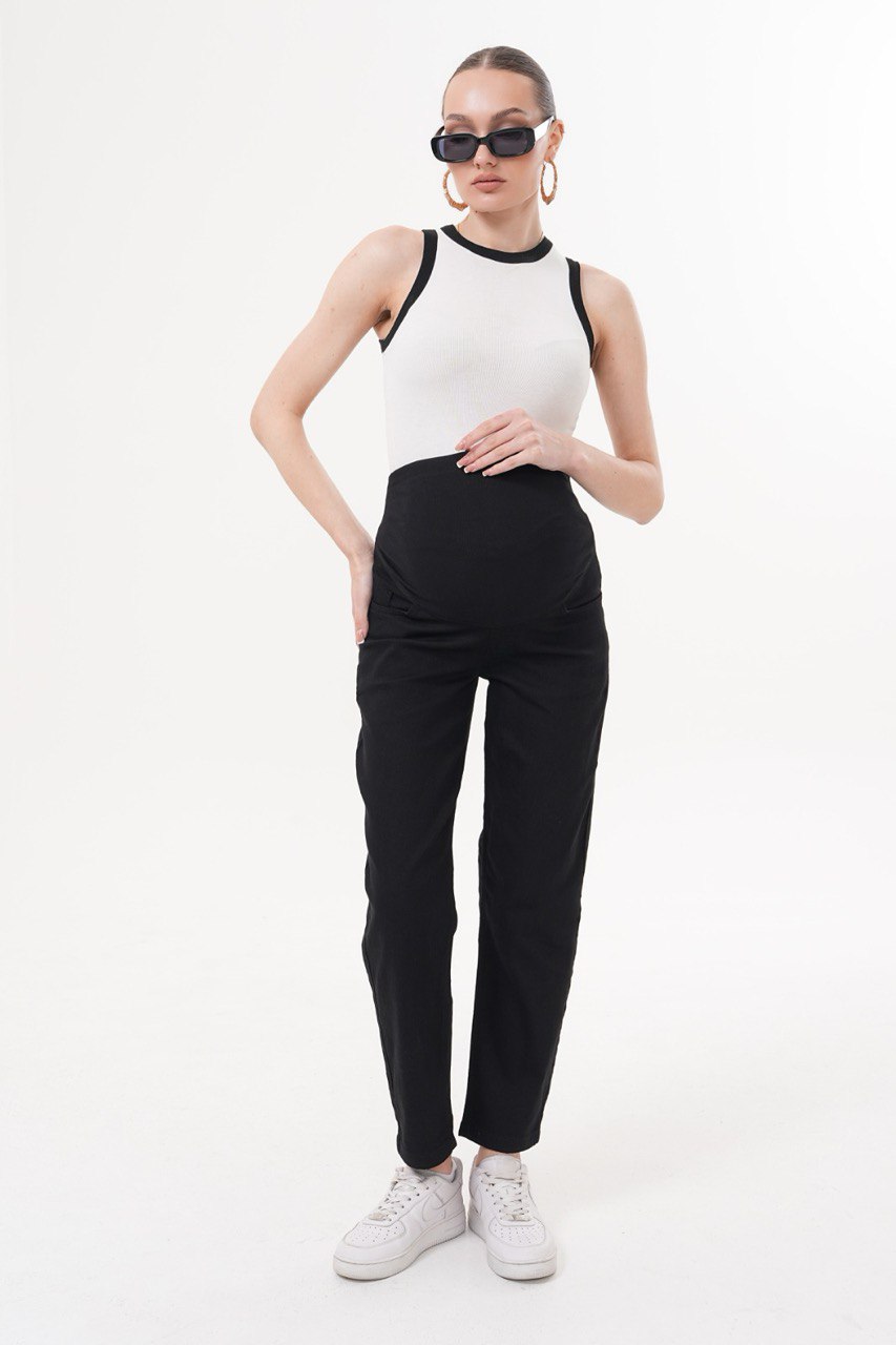 Siyah Hamile Kot Pantolonu - Mom Fit Beli Ayarlı Anne Jean