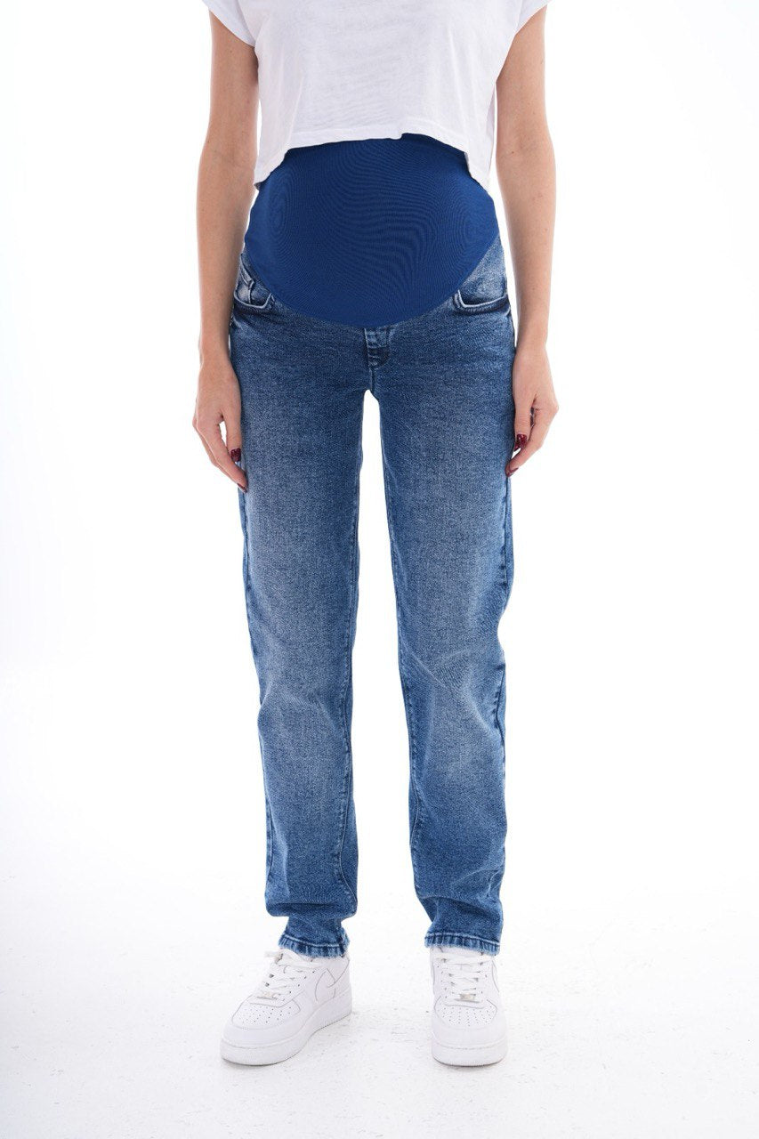 Hamile Kot Pantolonu - Acid Wash Mom Fit Anne Jean'i