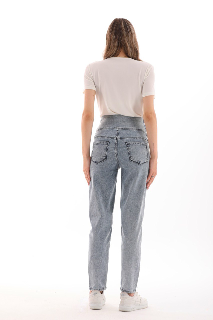 Hamile Kot Pantolonu - Buz Mavisi Mom Fit Anne Jean